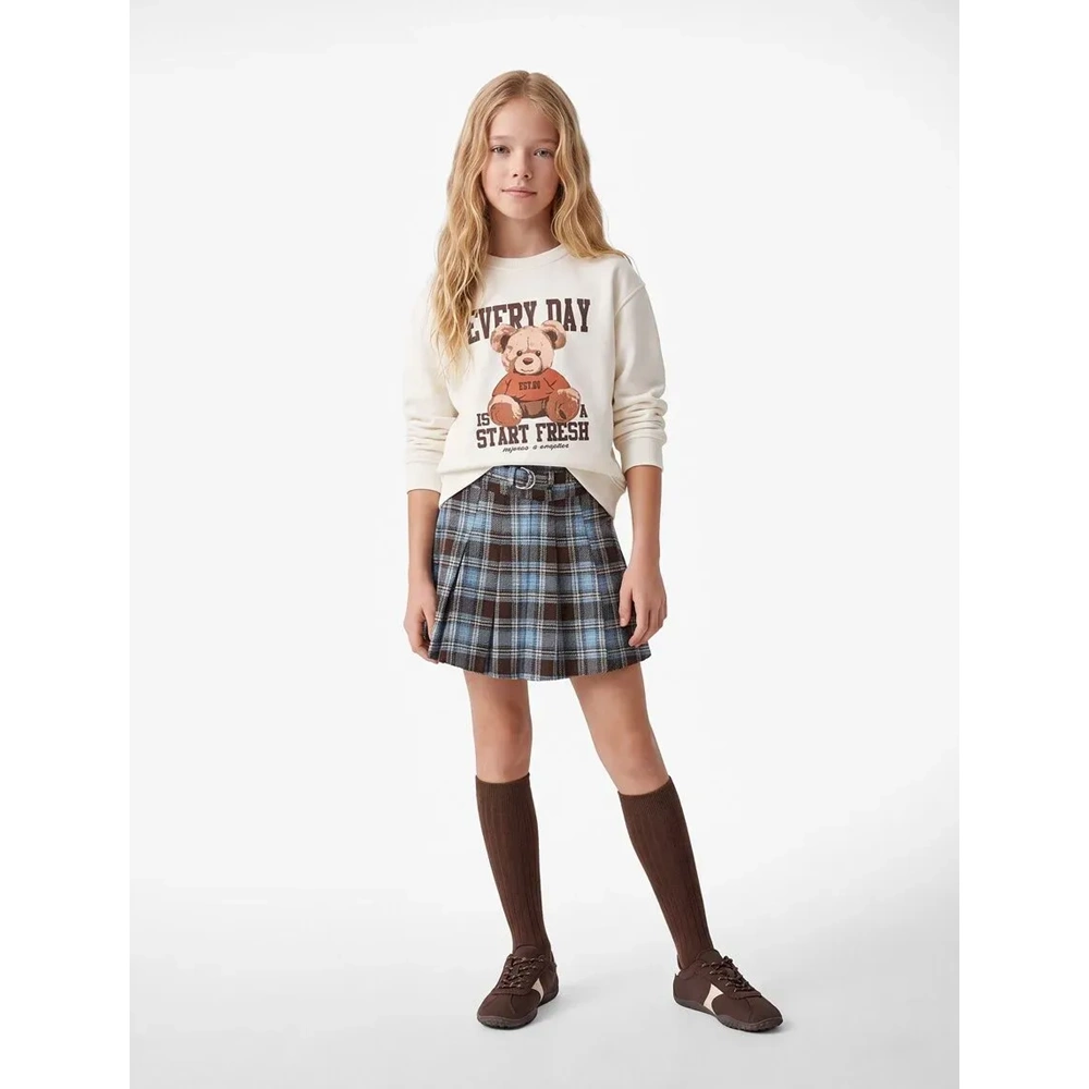 Uzun Kollu Bisiklet Yaka Sweatshirt 7WKG10041AK - KOTON - EKRU - 13-14