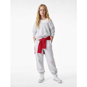 Uzun Kollu Pamuklu Şardonlu Sweatshirt 7WKG10051AK - KOTON - GRİ MELANJ - 13-14