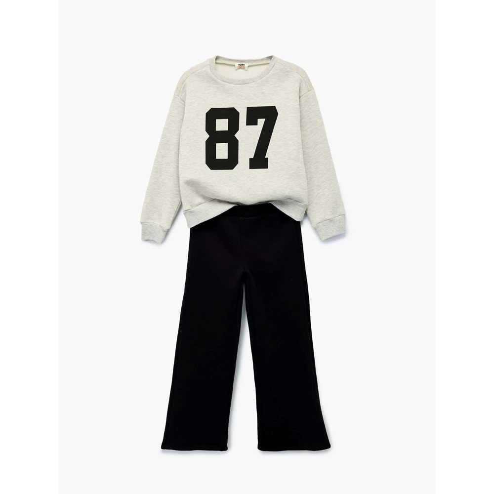 Uzun Kollu Bisiklet Yaka Sweatshirt 7WKG10083AK - KOTON - KAR MELANJ - 13-14