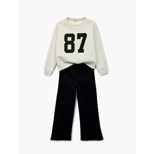 Uzun Kollu Bisiklet Yaka Sweatshirt 7WKG10083AK - KOTON - KAR MELANJ - 13-14