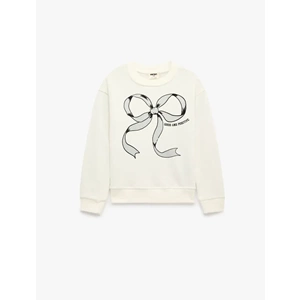 Uzun Kollu Bisiklet Yaka Sweatshirt 7WKG10151AK - KOTON - EKRU - 11-12