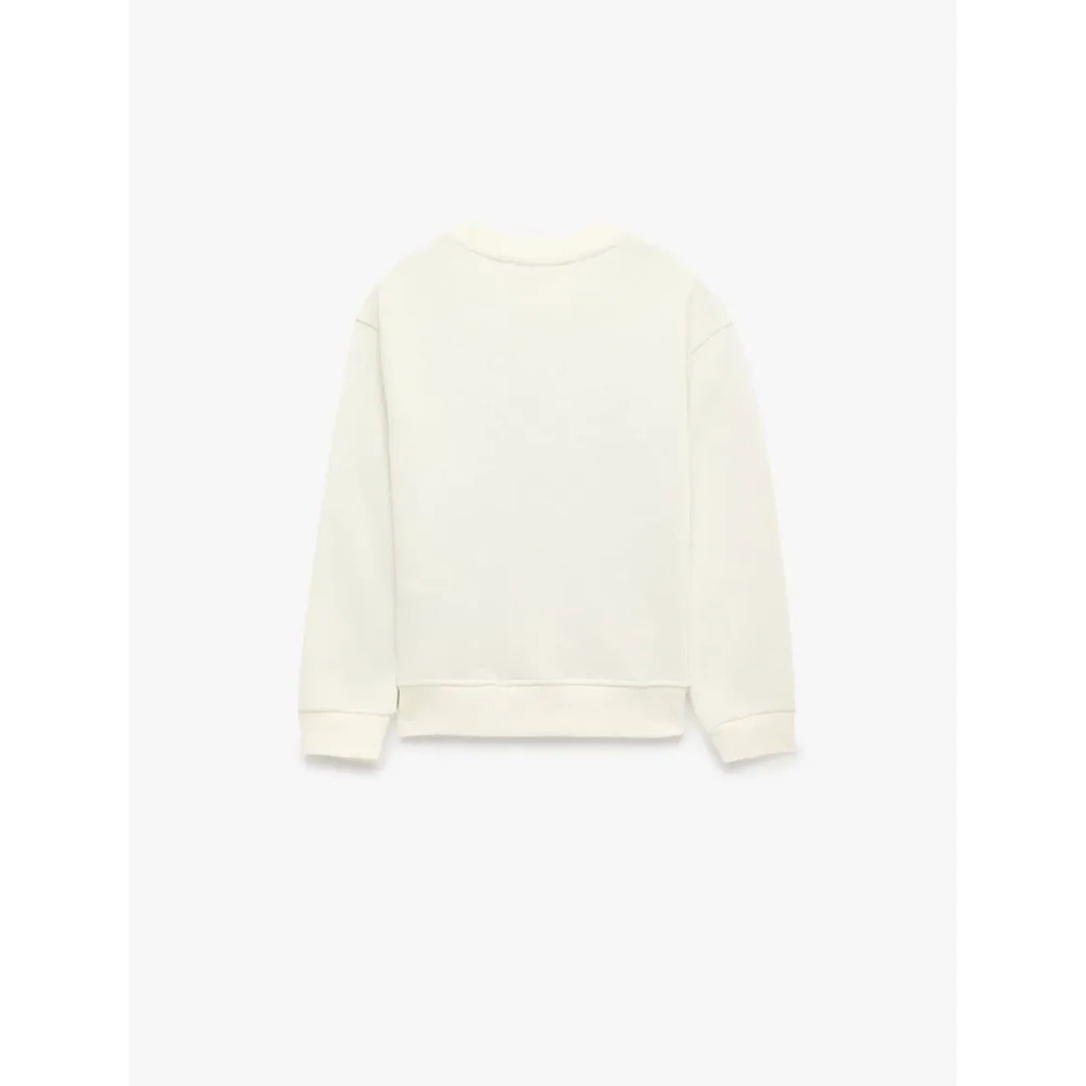 Uzun Kollu Bisiklet Yaka Sweatshirt 7WKG10151AK - KOTON - EKRU - 11-12