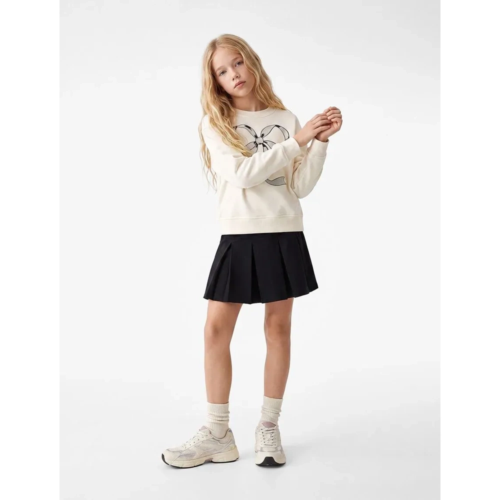 Uzun Kollu Bisiklet Yaka Sweatshirt 7WKG10151AK - KOTON - EKRU - 11-12