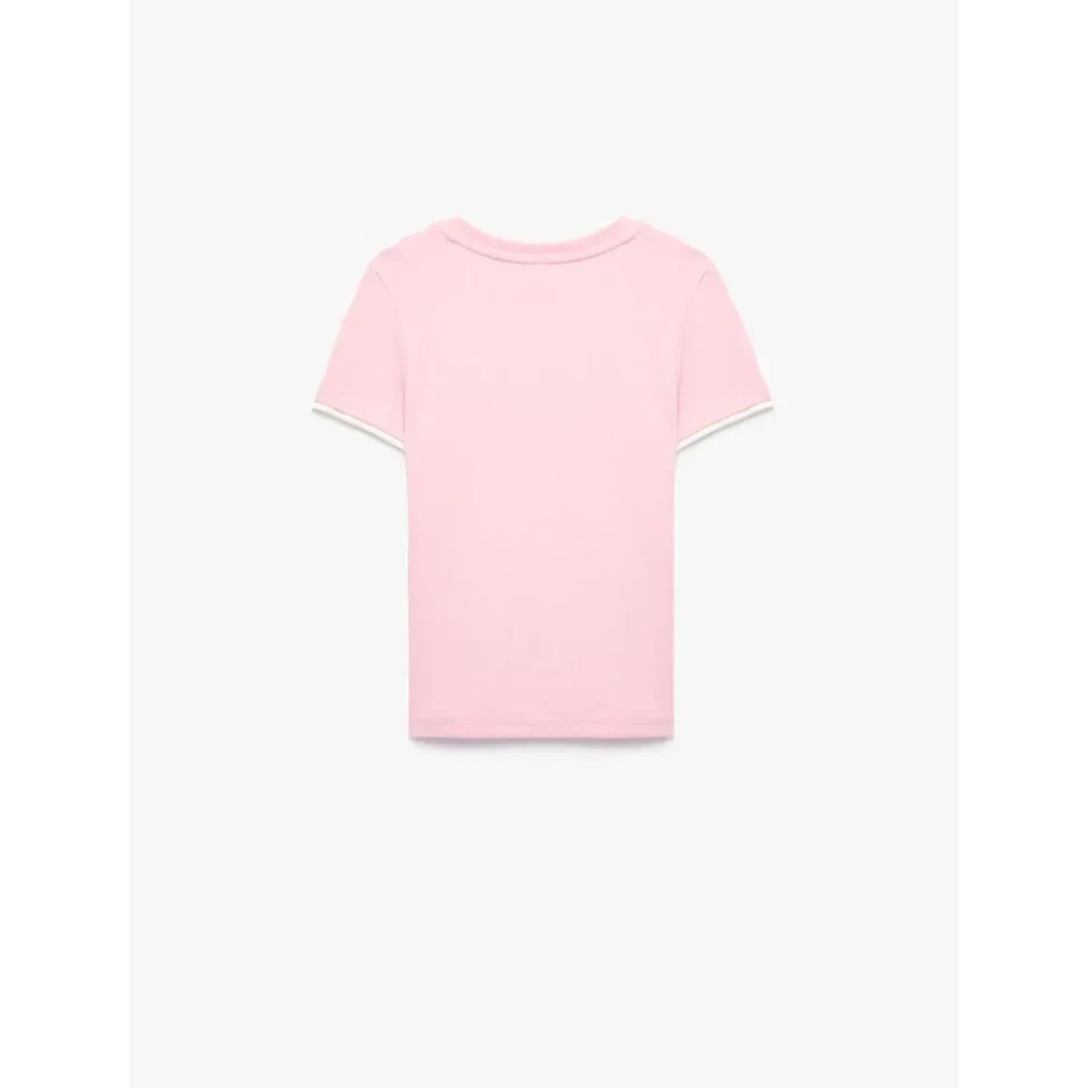 Bisiklet Yaka Kısa Kollu Slim Fit Tişört 7WKG10332AK - KOTON - PEMBE - 11-12