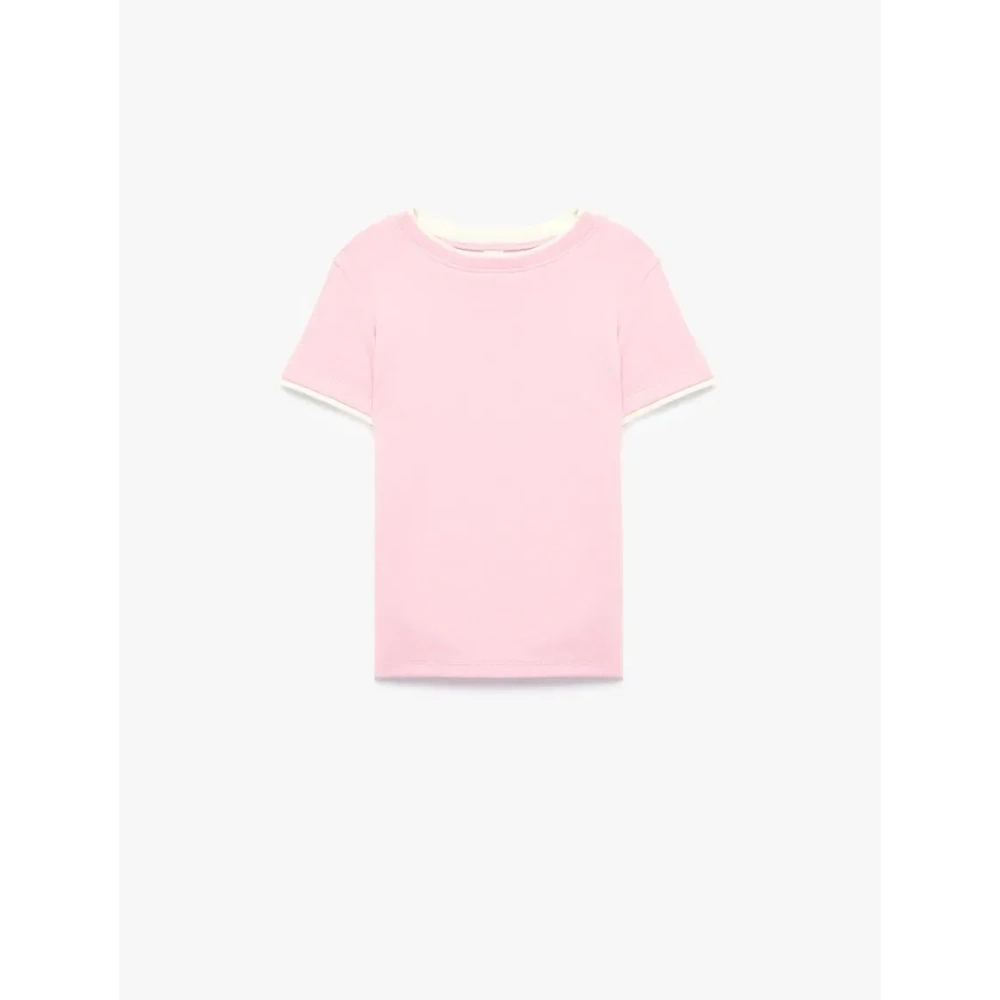 Bisiklet Yaka Kısa Kollu Slim Fit Tişört 7WKG10332AK - KOTON - PEMBE - 11-12