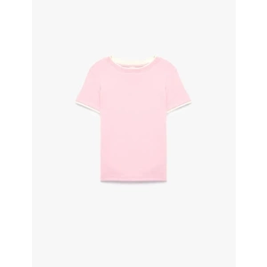 Bisiklet Yaka Kısa Kollu Slim Fit Tişört 7WKG10332AK - KOTON - PEMBE - 11-12