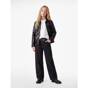 Pamuklu Geniş Paça Denim Pantolon 7WKG40004AD - KOTON - SİYAH - 6-7
