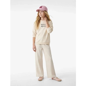 Viskon Karışımlı Geniş Paça Pantolon 7WKG40095AK - KOTON - BEJ - 11-12