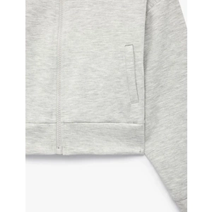 Dik Yaka Cepli Uzun Kollu Crop Okul Ceketi 7WKG30006AK - KOTON - GRİ MELANJ - 11-12