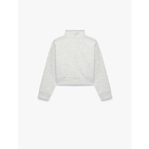 Dik Yaka Cepli Uzun Kollu Crop Okul Ceketi 7WKG30006AK - KOTON - GRİ MELANJ - 11-12