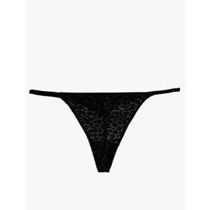 Leopar Desenli Tül String Külot 7WLK30049MK - KOTON - SİYAH - L