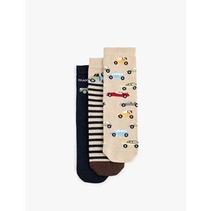 Erkek Çocuk Desenli Pamuklu 3’lü Çorap Seti 7WKB80018AA - KOTON - MULTİCOLOR - 5 YAŞ