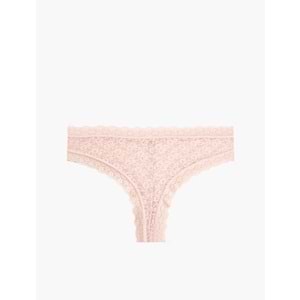 Rahat Kalıp Çiçekli Dantelli Brazilian Külot 7WLK30060MK - KOTON - PEMBE - S