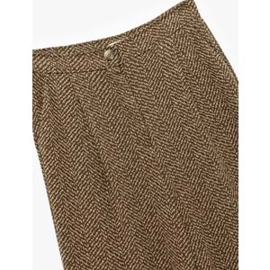 Kadın Giyim Cepli Pile Detaylı Desenli Geniş Paça Palazzo Pantolon - KOTON - 6WAK40004EK - KAHVERENGİ DESENLİ - L