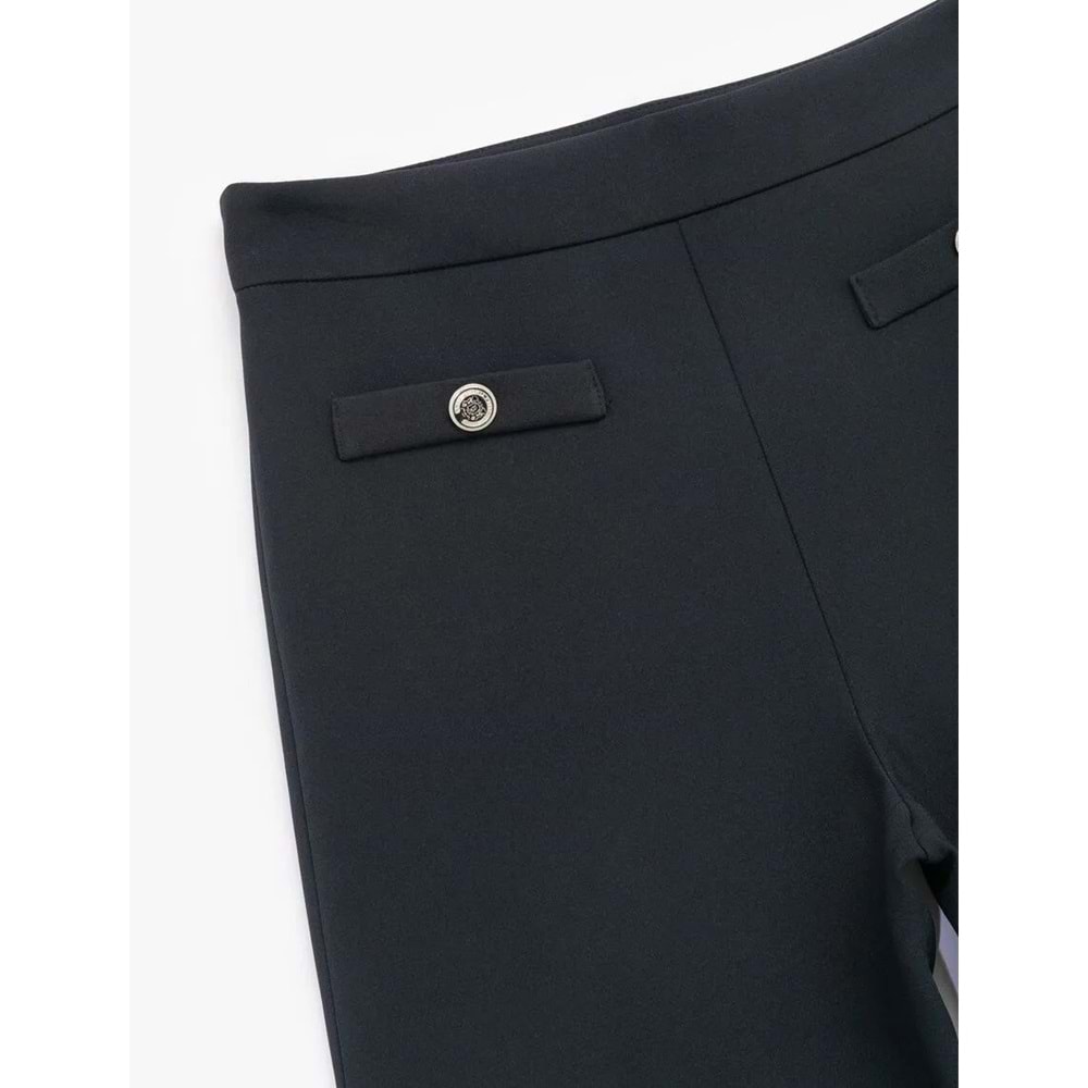 Kadın Giyim Yüksek Bel Düğmeli Cep Detaylı Geniş Paça Pantolon - KOTON - 6WAK40032UW - LACİVERT - 38