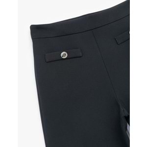 Kadın Giyim Yüksek Bel Düğmeli Cep Detaylı Geniş Paça Pantolon - KOTON - 6WAK40032UW - LACİVERT - 38