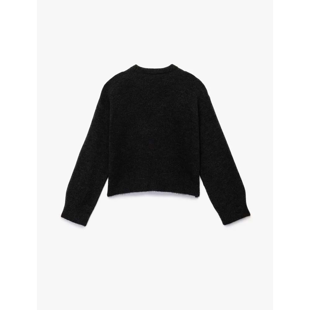 Kadın Giyim Uzun Kollu Bisiklet Yaka Taşlı Triko Kazak - KOTON - 6WAK90145HT - GRİ - L