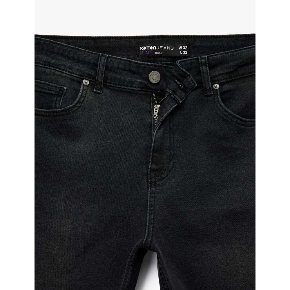 Erkek Giyim Slim Fit Düğmeli Cepli Jean Pantolon - Slim Fit Brad Jeans 6WAM40006ND