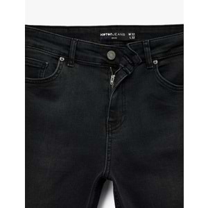 Erkek Giyim Slim Fit Düğmeli Cepli Jean Pantolon - Slim Fit Brad Jeans 6WAM40006ND