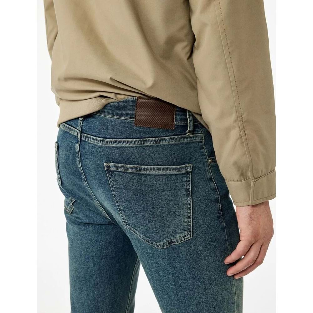 Erkek Giyim Pamuklu Normal Bel Slim Fit Jean Pantolon - Brad Jean 6WAM40017ID