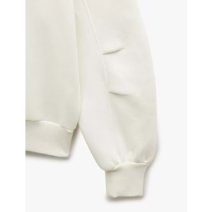 Kadın Giyim Şardonlu Kapşonlu Uzun Kollu Fermuarlı Sweatshirt - KOTON - 6WAL10200IK - EKRU - M