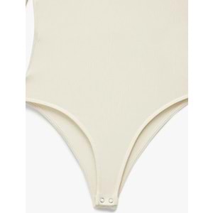 Kadın Giyim Kare Yaka Uzun Kollu Slim Fit Çıtçıtlı Body - KOTON - 6WAL10267IK - SARI - L