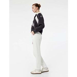 Kadın Giyim Şardonlu Cepli Beli Bağcıklı Rahat Kalıp Jogger Eşofman Altı - KOTON - 6WAL40015IK - EKRU - M