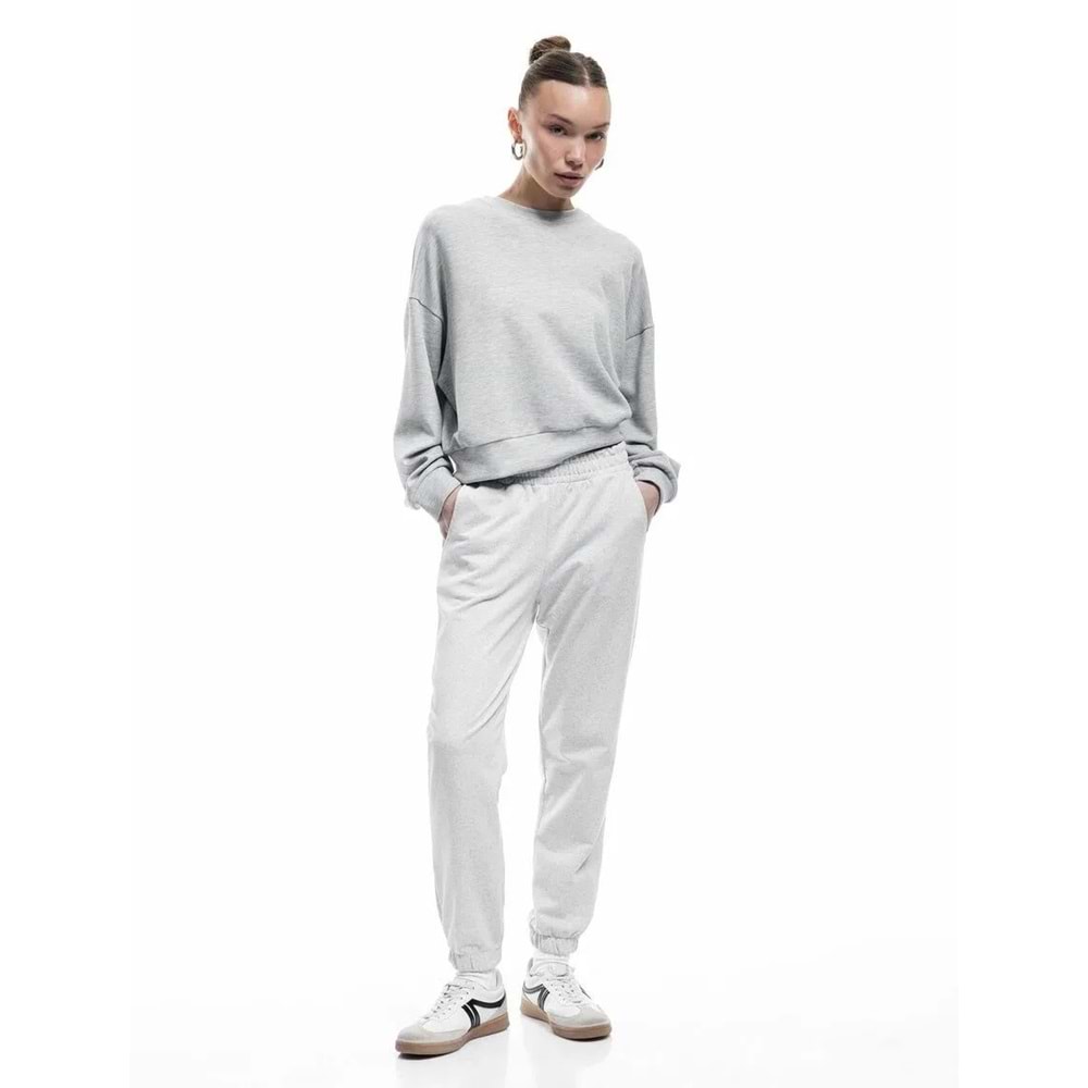 Kadın Giyim Şardonlu Beli Lastikli Cep Detaylı Rahat Kalıp Jogger Eşofman Altı - KOTON - 6WAL40021IK - GRİ - XS