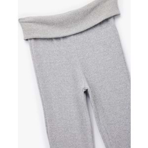 Kadın Giyim Viskon Karışımlı Yüksek Bel İspanyol Paça Tayt Pantolon - KOTON - 6WAL40029IK - GRİ - L