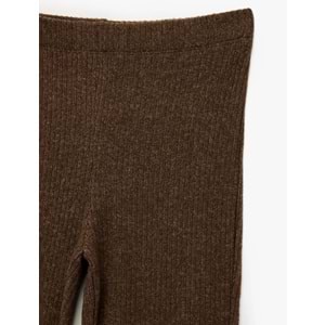 Kadın Giyim Kaşkorse Kumaş Viskon Karışımlı İspanyol Paça Yüksek Bel Pantolon - KOTON - 6WAL40030IK - KAHVERENGİ - M