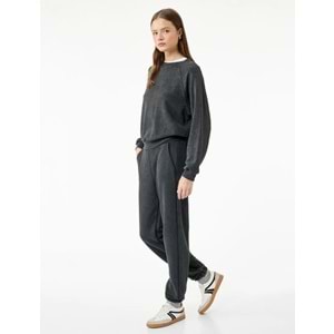 Kadın Giyim Şardonlu Cepli Beli Lastikli Yıkamalı Jogger Eşofman Altı - KOTON - 6WAL40039IK - ANTRASİT - XL