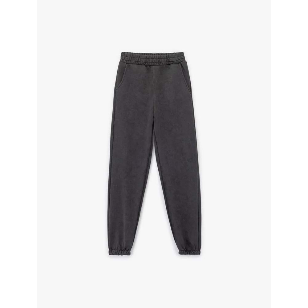 Kadın Giyim Şardonlu Cepli Beli Lastikli Yıkamalı Jogger Eşofman Altı - KOTON - 6WAL40039IK - ANTRASİT - XL