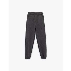 Kadın Giyim Şardonlu Cepli Beli Lastikli Yıkamalı Jogger Eşofman Altı - KOTON - 6WAL40039IK - ANTRASİT - XL