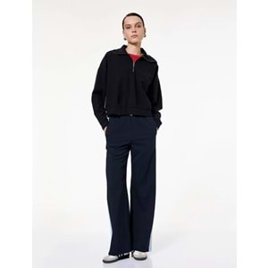 Kadın Giyim Rahat Kalıp Uzun Kollu Yarım Fermuarlı Sweatshirt - KOTON - 6WAK10024EK - LACİVERT - L