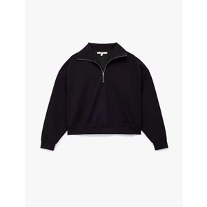 Kadın Giyim Rahat Kalıp Uzun Kollu Yarım Fermuarlı Sweatshirt - KOTON - 6WAK10024EK - LACİVERT - L