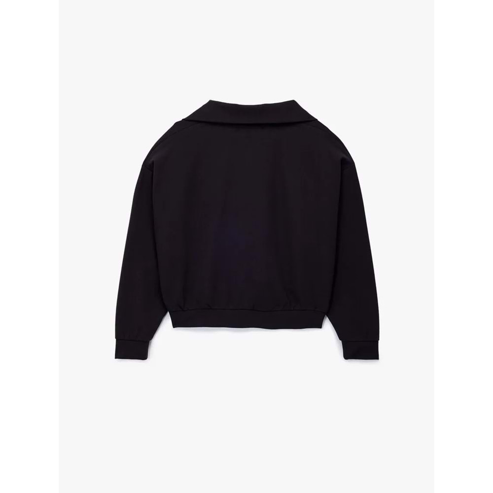 Kadın Giyim Rahat Kalıp Uzun Kollu Yarım Fermuarlı Sweatshirt - KOTON - 6WAK10024EK - LACİVERT - L