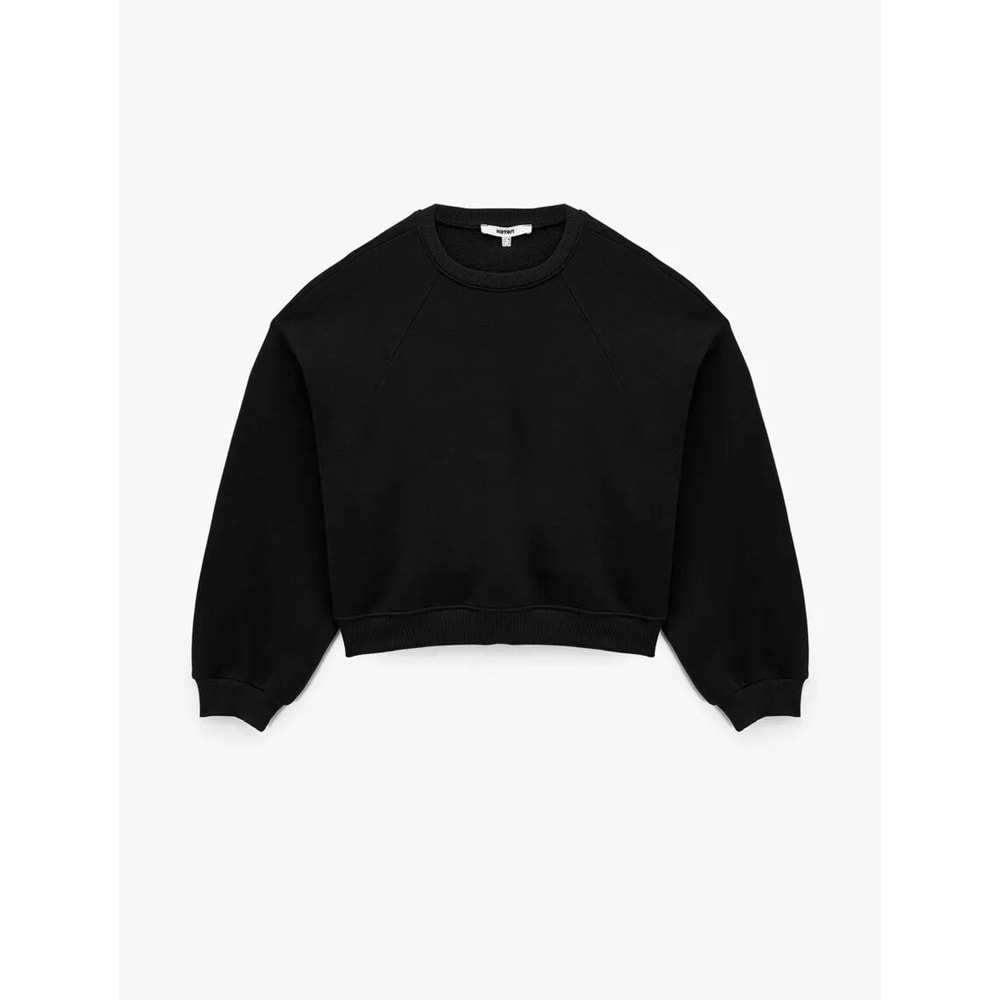 Kadın Giyiim Regular Fit Üç İplik Uzun Kollu Bisiklet Yaka Basic Sweatshirt - KOTON - 6WAK10033EK - SİYAH - S