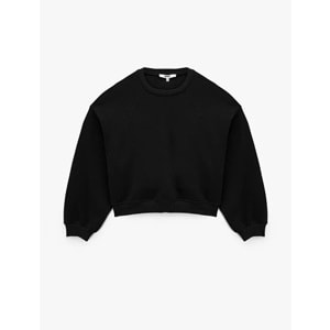 Kadın Giyiim Regular Fit Üç İplik Uzun Kollu Bisiklet Yaka Basic Sweatshirt - KOTON - 6WAK10033EK - SİYAH - S