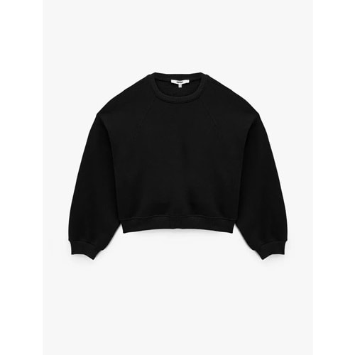 Kadın Giyiim Regular Fit Üç İplik Uzun Kollu Bisiklet Yaka Basic Sweatshirt