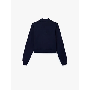 Kadın Giyim Şardonlu Kolej Temalı Uzun Kollu Dik Yaka Yarım Fermuarlı Crop Sweatshirt - KOTON - 6WAK10052EK - LACİVERT - L