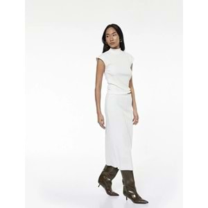 Kadın Giyim Slim Fit Midi Nervür Detaylı Kalem Etek - KOTON - 6WAK10085EK - EKRU - M