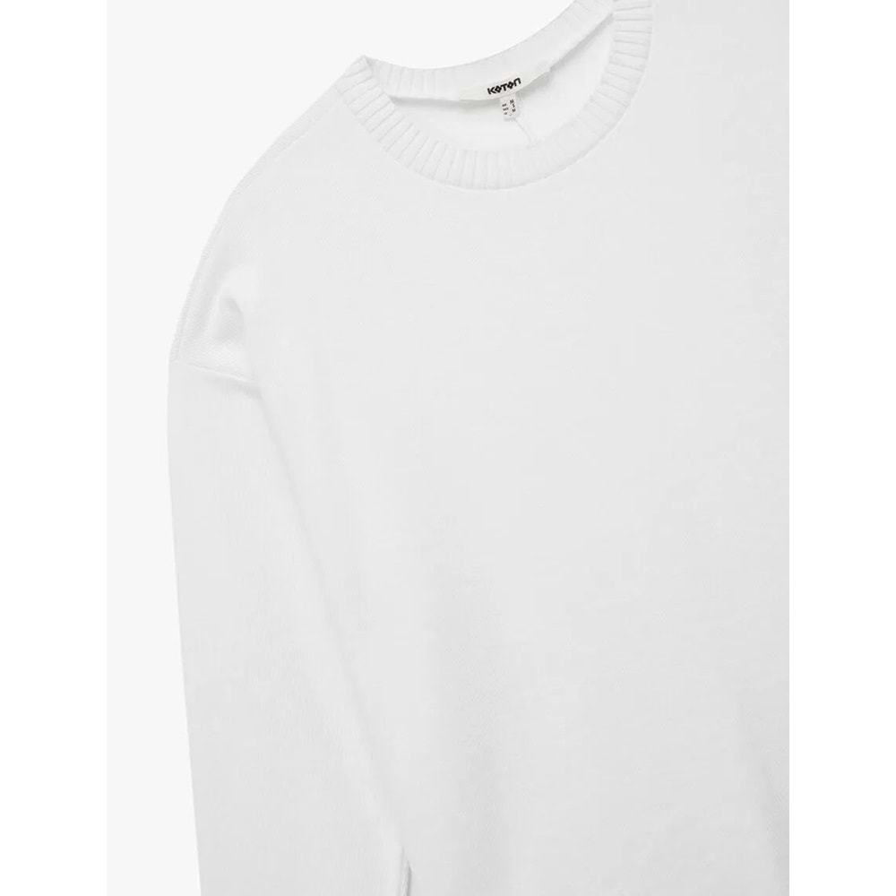 Kadın Giyim Uzun Kollu Bisiklet Yaka Basic Sweatshirt - KOTON - 6WAK10092EK - EKRU - L