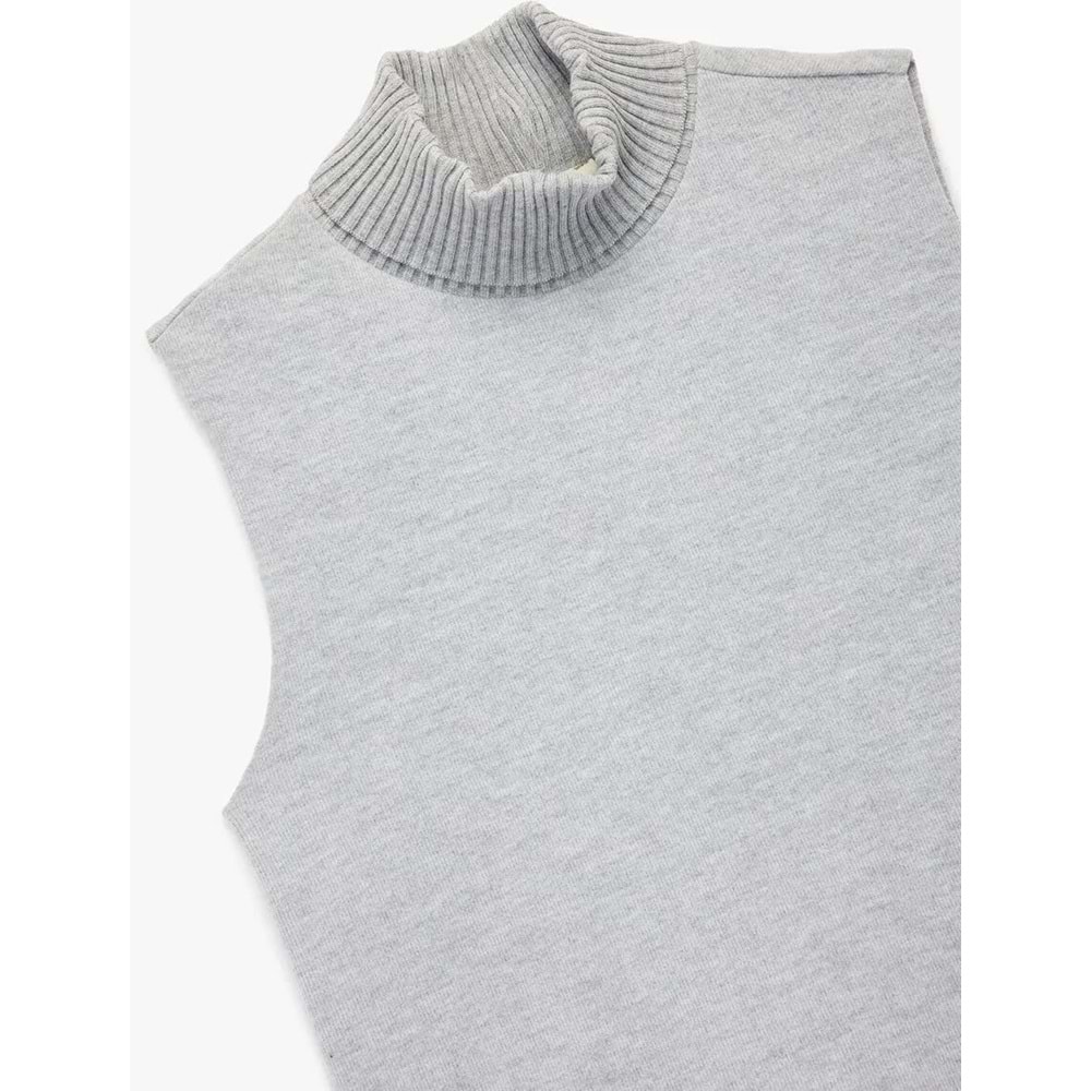 Kadın Giyim Balıkçı Yaka Kolsuz Body - KOTON - 6WAK10094EK - GRİ - L