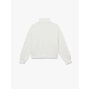 Kadın Giyim Rahat Kalıp Modal Kumaş Uzun Kollu Dik Yaka Yarım Fermuarlı Sweatshirt - KOTON - 6WAK10098EK - BEYAZ - XL