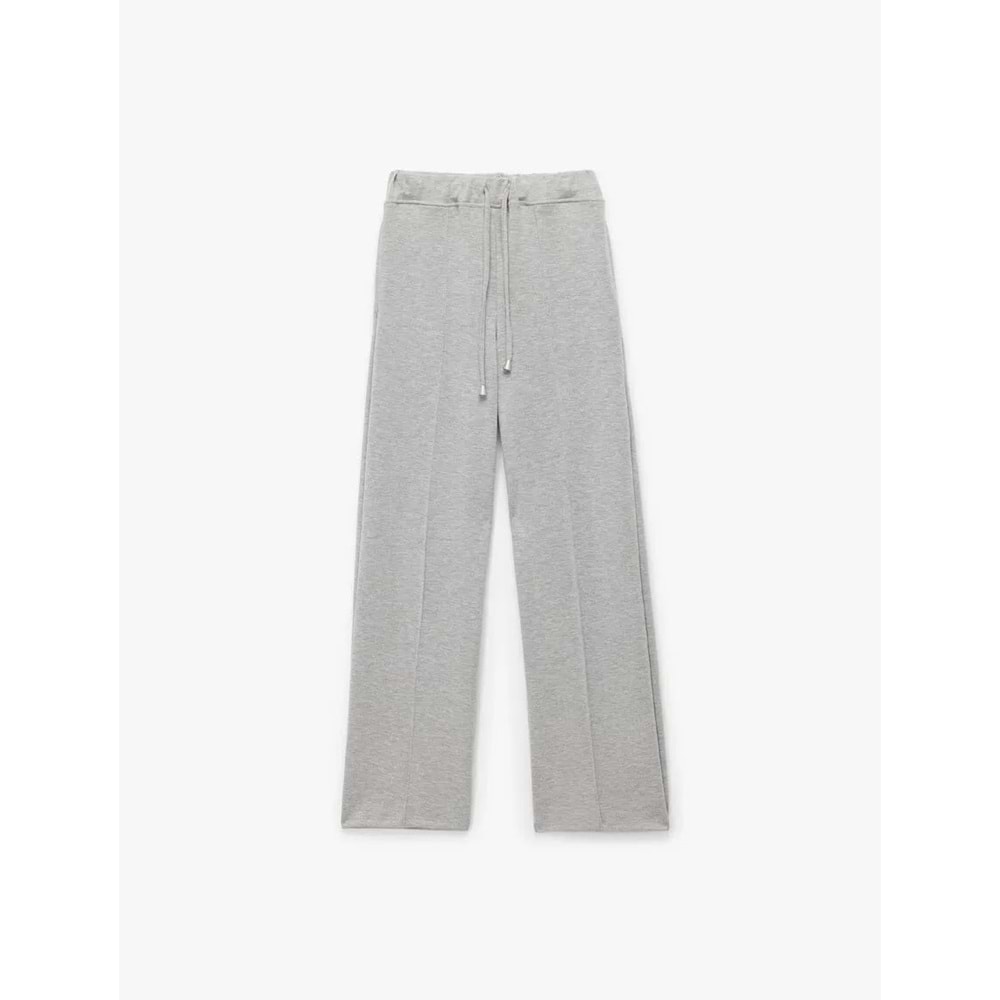 Kadın Giyim Modal Karışımlı Cepli Beli Bağlamalı Nervürlü Uzun Eşofman Altı - KOTON - 6WAK30016EK - GRİ MELANJ - XS