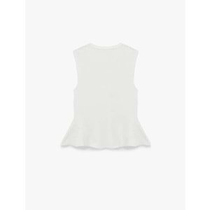 Kadın Giyim Düğmeli Bisiklet Yaka Peplum Kesim Triko Yelek - KOTON - 6WAK30022HT - EKRU - M