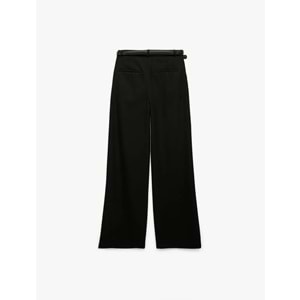 Kadın Giyim Cepli Normal Bel Düz Geniş Paça Kemerli Palazzo Pantolon - KOTON - 6WAK40021PW - SİYAH - 36