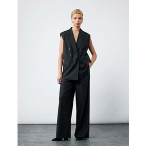 Kadın Giyim Cepli Pile Detaylı Yüksek Bel Kumaş Palazzo Pantolon - KOTON - 6WAK40057UW - ANTRASİT - 38