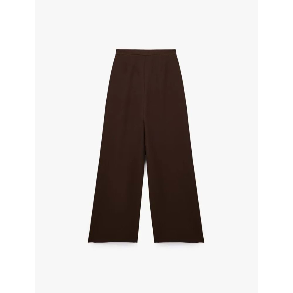 Kadın Giyim Pileli Cepli Uzun Geniş Paça Palazzo Pantolon - KOTON - 6WAK40155PW - KAHVERENGİ - 38