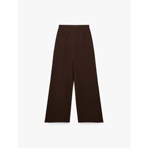 Kadın Giyim Pileli Cepli Uzun Geniş Paça Palazzo Pantolon - KOTON - 6WAK40155PW - KAHVERENGİ - 38